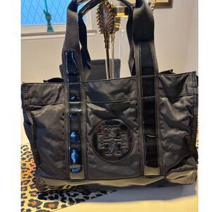 Authentic Tory Burch Ella Nylon and Patent Leather Large Tote Bag ~ COA